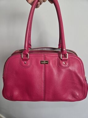 Cole Haan Raspberry Pink Leather Triple-Zip Shoulder Bag